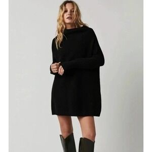 Free People Ottoman Slouchy Tunic Sweater Size M Knit Oversized Black OB432957